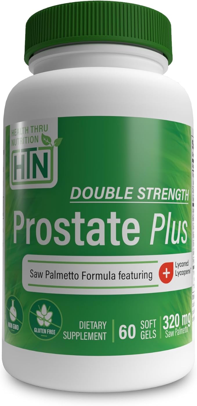 Health Thru Nutrition Prostate Plus Double Strength with Saw Palmetto Extract Lycopene as Lycored Plant Sterols Selenium Zinc and Pumpkin Seed | Complete Prostate Support (Pack of 60)