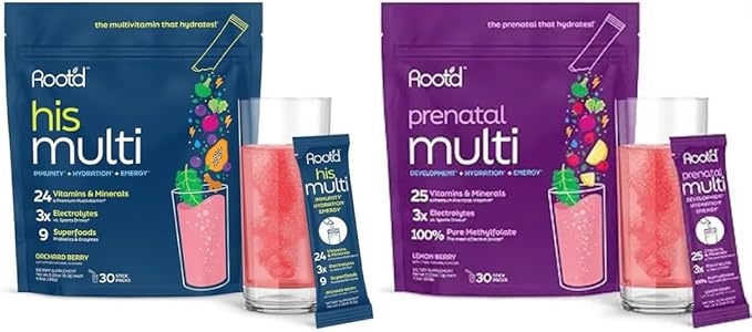 Root'd Prenatal &amp His Multivitamin Powder Bundle with 3X Electrolytes