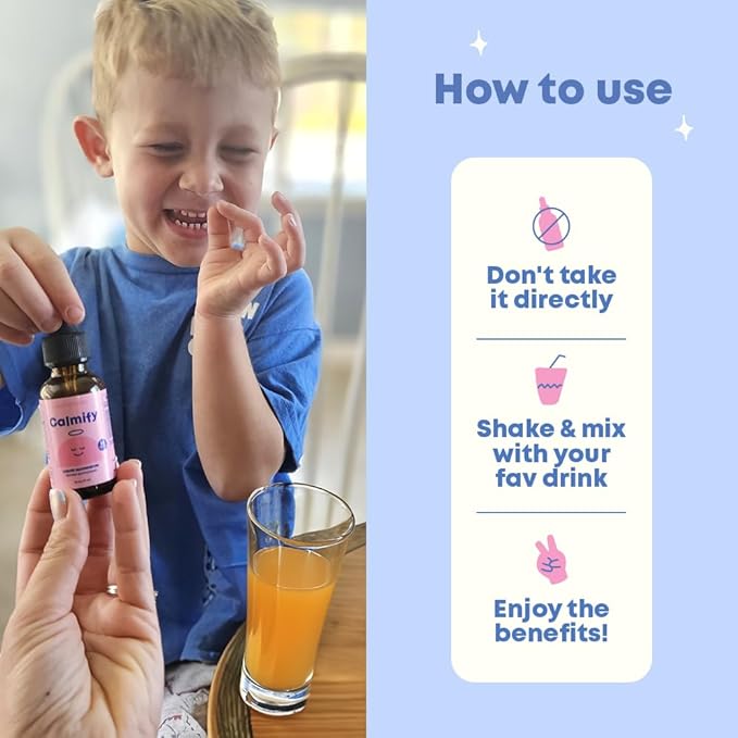 JoySpring Calmify Magnesium Glycinate for Kids | Liquid Magnesium with L-Theanine Supplement | Chamomile Extract &amp Passion Flower Extract | Sugar-Free Calm Drops | 1 fl oz (30 Servings)