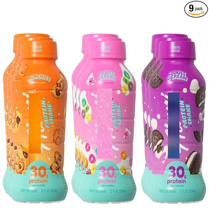 Protein Shake – 3 Flavor Variety – 12 fl oz Bottles – 9-Pack – Ready-to-Drink High Protein Beverage