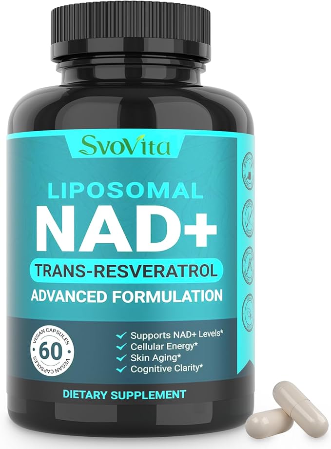 NAD Supplement 500mg Liposomal NAD+ Supplement with Trans-Resveratrol for Women &amp Men Vegan Non-GMO 60 Capsules