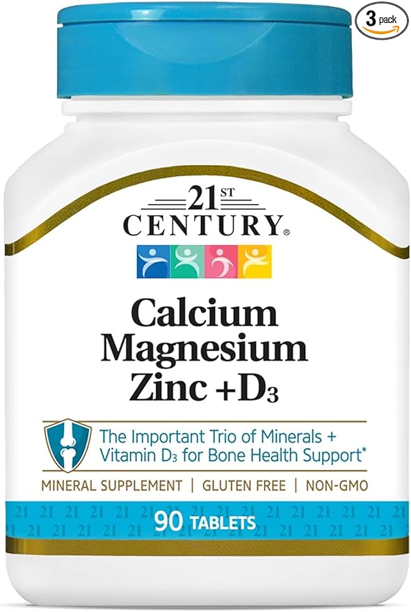 21st Century Cal Mag Zinc +D Vitamin - 90 Tablets Pack of 3