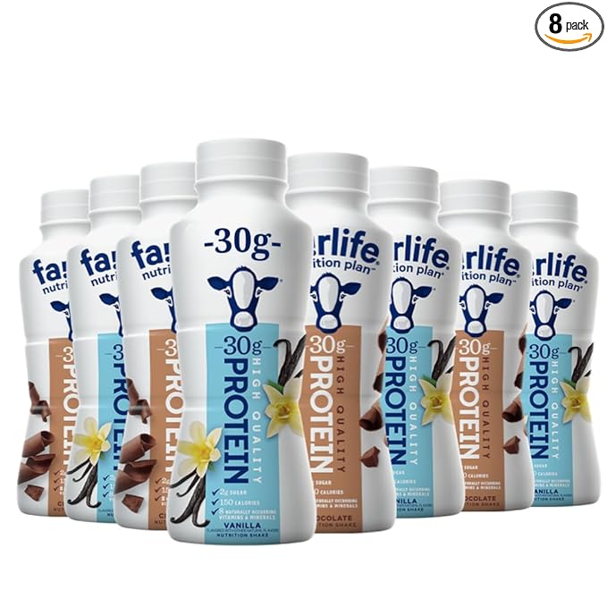 Chocolate &amp Vanilla High Protein Shake Variety - 30g Protein (8 Pack).