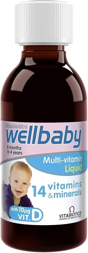 Vitabiotics Wellbaby Multi-Vitamin Liquid - Immune System Multivitamin for Infants and Babies Ages 6 Months to 4 Years - 150mL