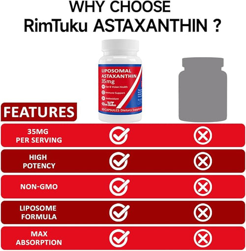 35mg Liposomal Astaxanthin Supplement - Powerful Antioxidant Support for Skin Joint &amp Eye Health - Natural Anti-Aging Formula with Pure Astaxanthin - Vegan Non-GMO 180 Capsules