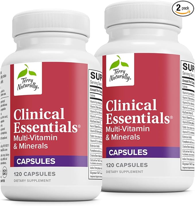 Terry Naturally Clinical Essentials - Supplement to Aid Bone Cardiovascular &amp Immune Health - Supplement with Chelated Minerals - Supplement with B-Vitamins &amp Vitamin C - 120 Capsules (Pack o