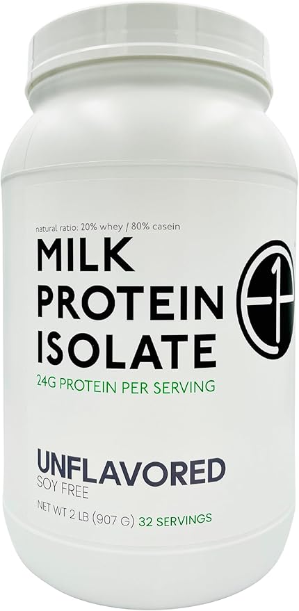 Milk Protein Isolate 2lbs (32 Servings) Unflavored Non-GMO Cold-Processed Non-Denatured Third-Party Lab Tested. Made with Halal and Kosher Certified Ingredients. (2 lbs)