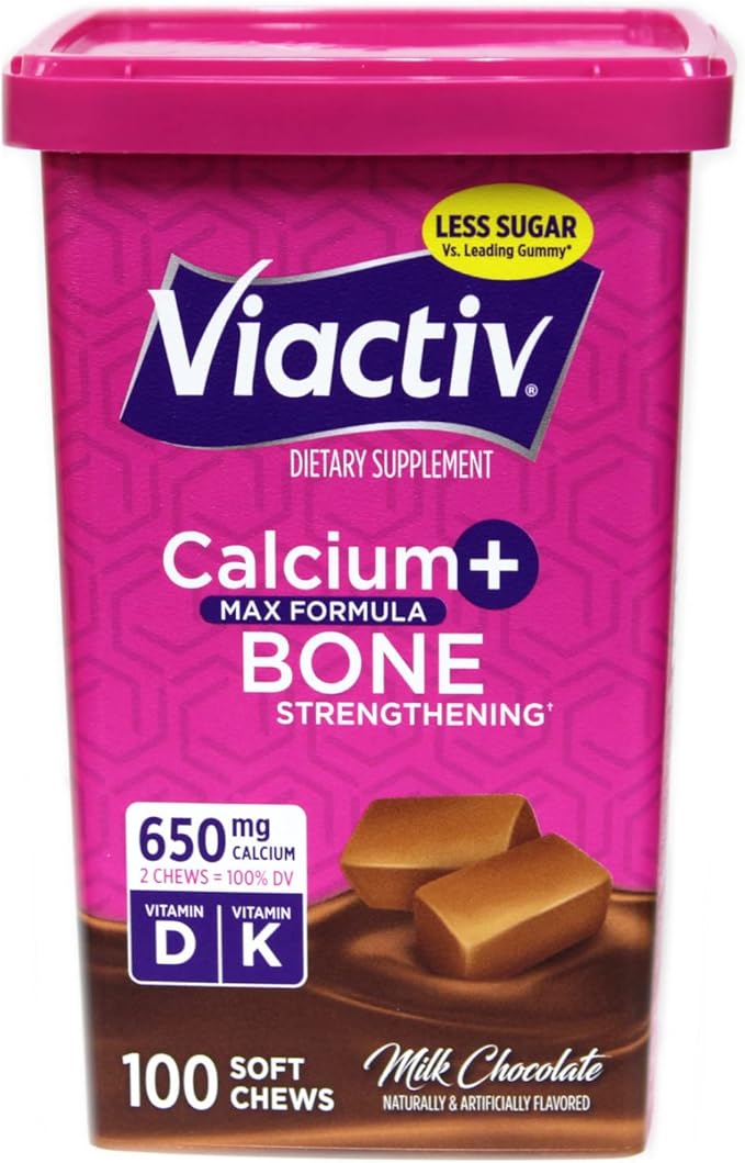 Viactiv Max Formula Calcium +Vitamin D3 Supplement for Bone Health Milk Chocolate 100 Soft Chews - 3 Pack