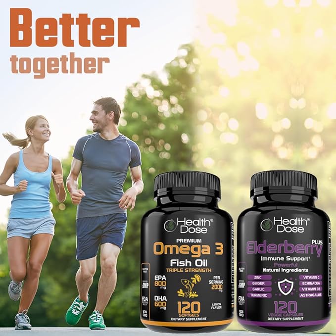 Health Dose Omega 3 Fish Oil – Lemon-Flavored Softgels with EPA &amp DHA for Brain Heart and Wellness Support – Easy-to-Digest No Fish Burps – 120 Softgels Pack of 5