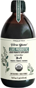 Flora Biome - Live Probiotic Prebiotic &amp Postbiotic – Organic Live-Culture – 10 Probiotic Strains 18 Fermented Herbs - Complete Gut Health &amp Microbiome Optimizer (16 oz)