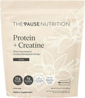 The 'Pause Life Protein + Creatine Made with Creavitalis Creatine Monohydrate Whey Protein &amp BCAAs for Men and Women Gluten Free Low Sugar Non GMO Vanilla Flavor 14 Servings 17.8 oz