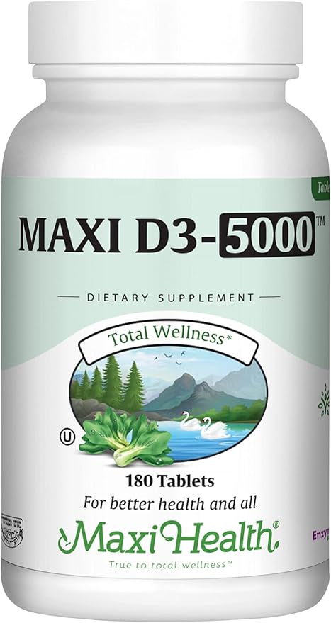 Vitamin D3 5000 IU (125 mcg) - High Dose Vitamin D 5000 IU for Healthy Bones Teeth Immune Support - Kosher Non GMO - High Potency Vit D3 - Pure Vitamin D Supplements for Women and Men - 180 Tablets