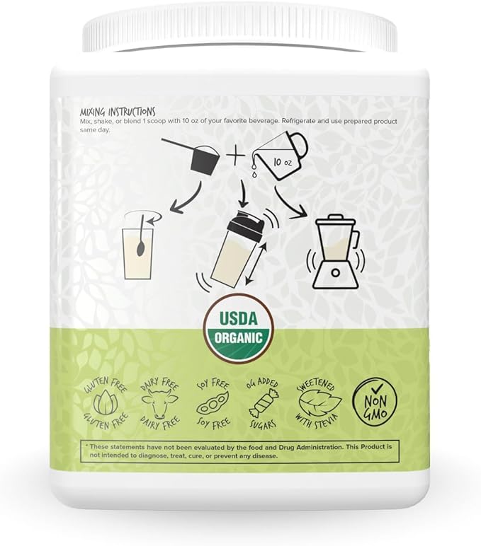 Portions Master Plant Protein Organic Plant Based Protein Powder with Fermented Brown Rice Complete Amino Acid Profile Vegan Non GMO Gluten Free (375g Unflavored)
