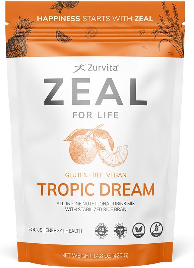 Zurvita - Zeal for Life 30-Day Wellness Bag - Tropic Dream Flavor Daily Nutritional Supplement for Vitality Immunity &amp Overall Wellness - 420 Grams