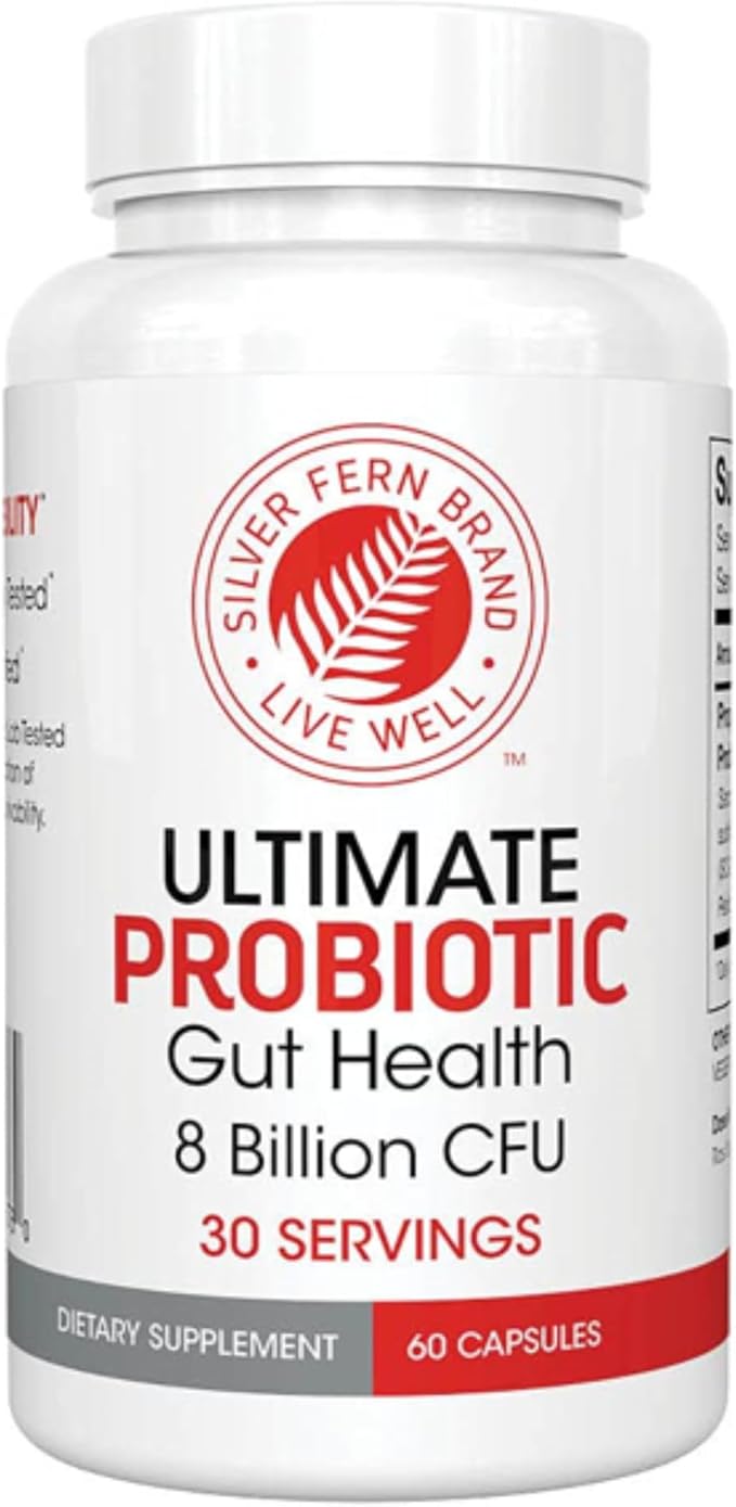 Silver Fern Brand Ultimate Probiotic - Probiotics for Women &amp Men - 8 Billion CFU Spore-Forming Gut Health Supplement - DNA Verified Vegan Shelf-Stable High Survivability - 60 Capsules