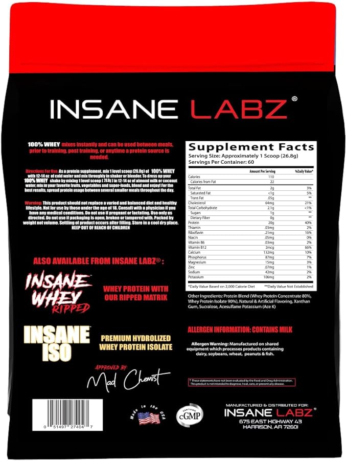 Insane Labz 100% Whey Protein (60 Servings Vanilla)