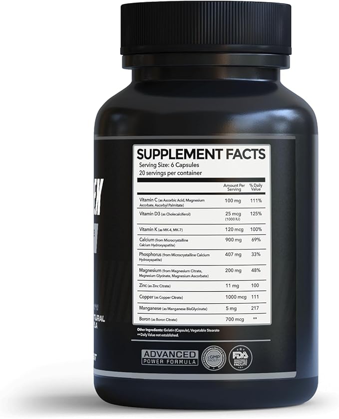 Bone Complex | Reduce Bone Loss | Designed for Men in Their 40's 50's and up with Vitamin D3 C K | Vitamins for Bone Density to Maintain an Active Lifestyle