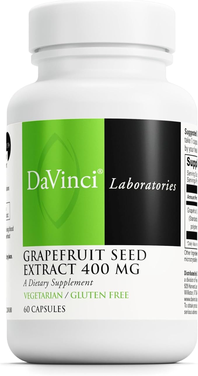 DAVINCI Labs Grapefruit Seed Extract 400 mg - Supports GI &amp Digestive Gut Health - Gluten Free Vegetarian - 60 Capsules (30-Day Supply)