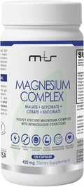 M+S Magnesium Complex – 420 mg of Magnesium Glycinate Magnesium Citrate Magnesium Malate Promotes Healthy Bones Supports Nerve and Muscle Functions – Fast Absorption Non-GMO Vegan