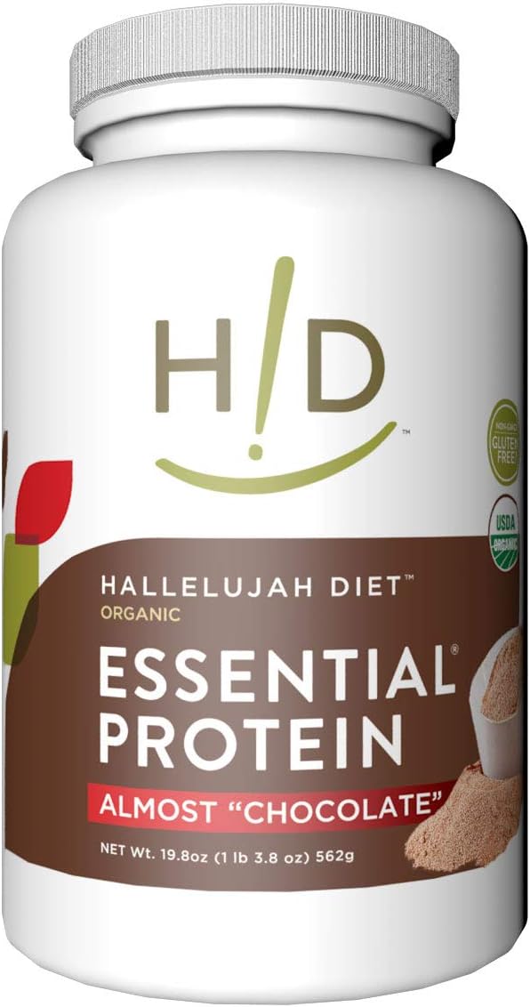 Hallelujah Diet Organic Essential Protein Powder - Almost Chocolate - 19.8oz (15 Servings)