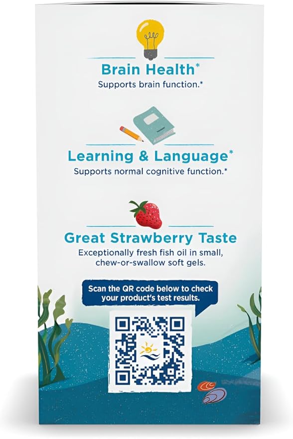 Nordic Naturals Ultimate Omega Jr. Strawberry - 90 Mini Soft Gels - 680 Total Omega-3s with EPA &amp DHA - Brain Health Mood Learning - Non-GMO - 45 Servings