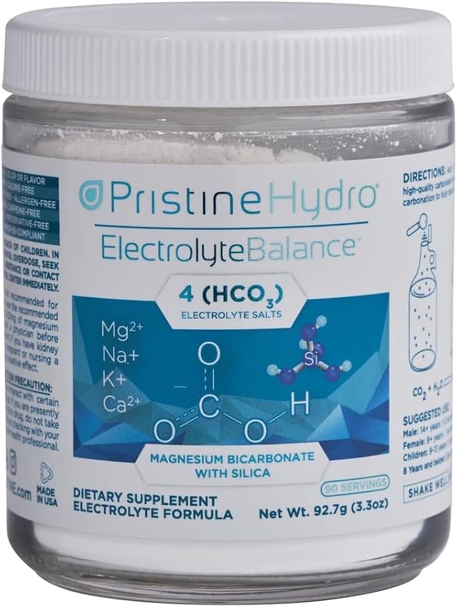 Magnesium Electrolyte by PristineHydro — Electrolyte Balance with Magnesium Bicarbonate and Silica — Replenishes Critical Nutrients to Maximize Body Performance (3.4 Ounce (Pack of 1)