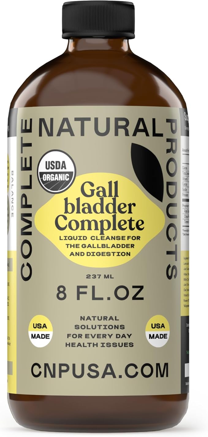 Gallbladder Complete 8oz Organic Liquid Concentrate - Organic Gallbladder Support Formula with Apple Cider Vinegar Digestive Bitters Stone Breaker for Bile Flow Detox - Digestive Cleanse Flush Support