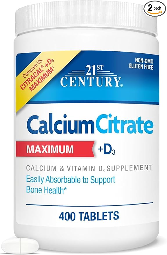 21st Century Calcium Citrate + D3 400 Tablets Per Bottle (2 Pack)