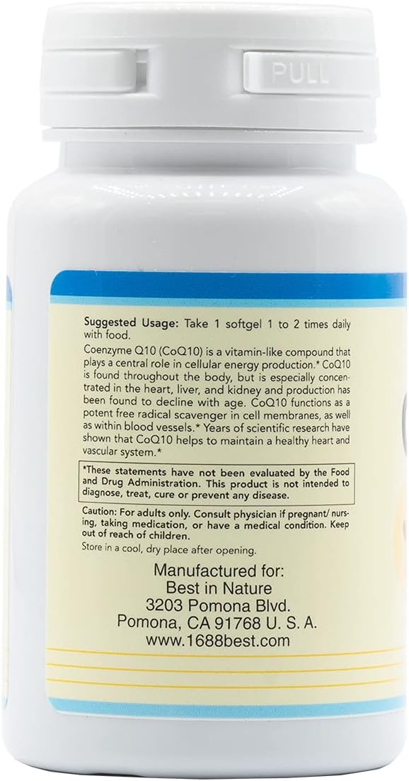 CoQ10 - Coenzyme Q10 Natural Antioxidant Support for Heart Health and Normal Energy Production for Men &amp Women