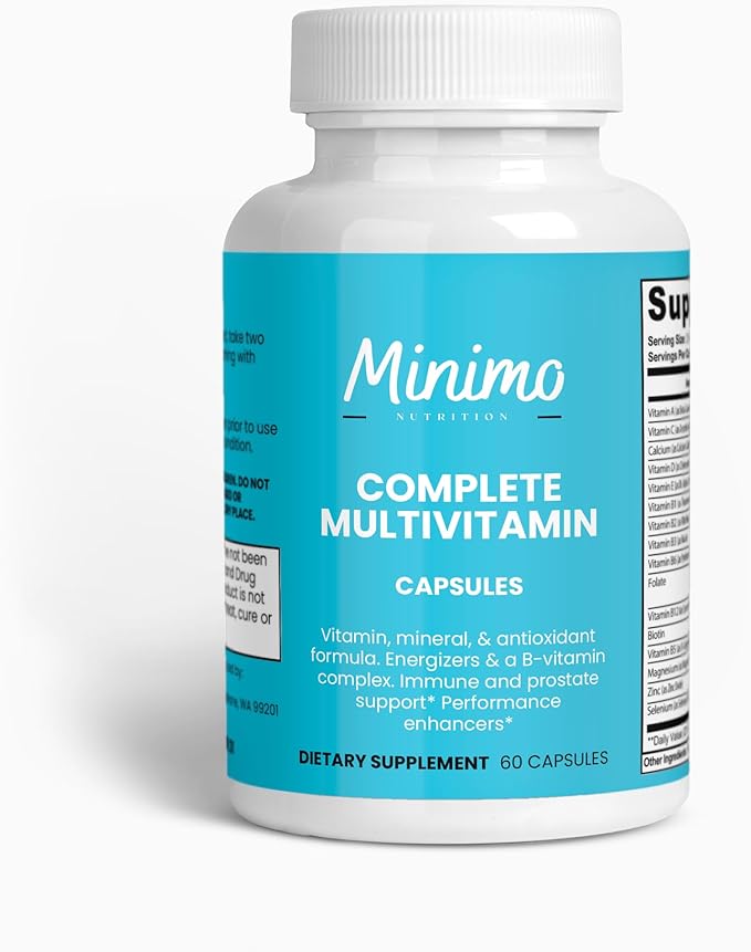 Complete Multivitamin + Immunity Boost 60 Capsules 3rd Party Tested Daily Supplement for Men Women Adults Gluten Free Non-GMO 30 Servings