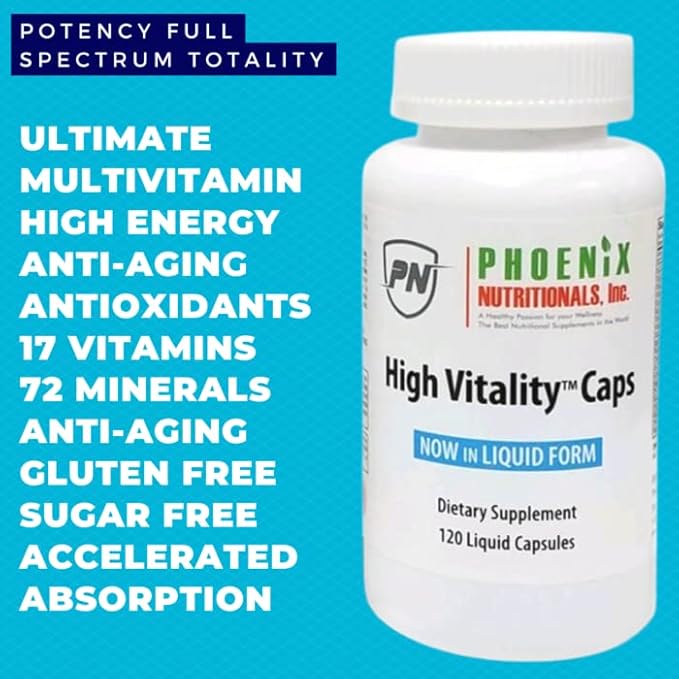High Vitality Multivitamin and Mineral Full Spectrum Gel Easy Swallow Caps Absorption Potency Liquid Essential Nutrient Hair Skin Nails Adrenal Brain Support Blend 120.0 Count