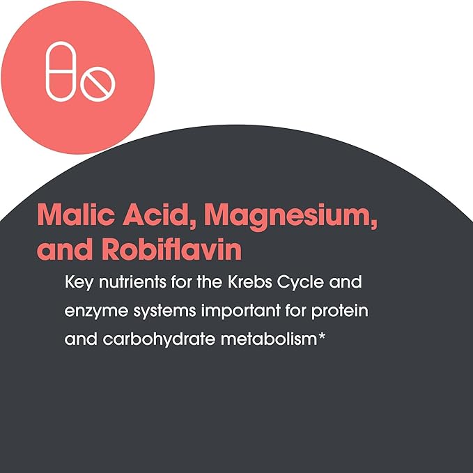 Allergy Research Group Magnesium Malate Forte Supplement - Magnesium and Malic Acid Energy Support Vitamin B2 Vegetarian Tablets - 120 Count