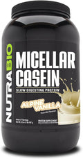 NutraBio Casein Protein Powder Micellar Casien Powder 25g Slow Digesting Protein Helps Keep You Full Overnight Muscle Recovery &amp Growth BCAA &amp EAA Gluten Free Soy Free 2lb Vanilla