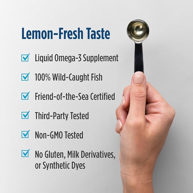 Nordic Naturals Ultimate Omega Xtra Liquid Lemon Flavor - 8 oz - 3400 mg Omega-3 + 1000 IU Vitamin D3 - EPA &amp DHA - Brain Heart Joint &amp Immune Health - Non-GMO - 48 Servings