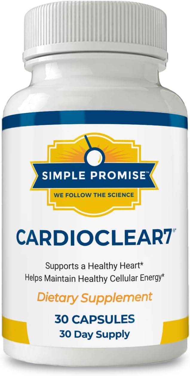 Simple Promise CardioClear7 - Coenzyme Q10 (CoQ10) 100mg and PQQ 10mg Heart Health Supplement with Shilajit - Supports Circulation Cellular Energy &amp Cardiovascular Health - 30 Capsules