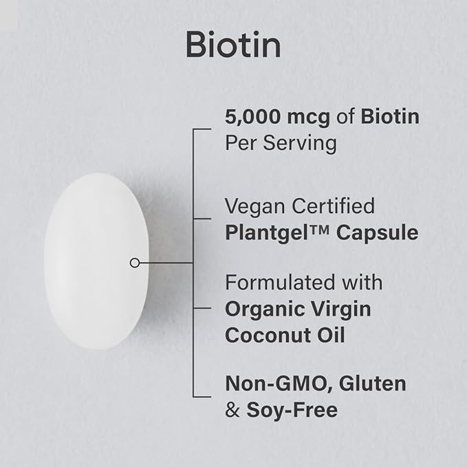 Sports Research® Healthy Hair Pack - Biotin 5000mcg with Organic Coconut Oil + Vegan Vitamin D 5000iu &amp Mk7 Vitamin K 100mcg + Omega-3 Fish Oil 1250