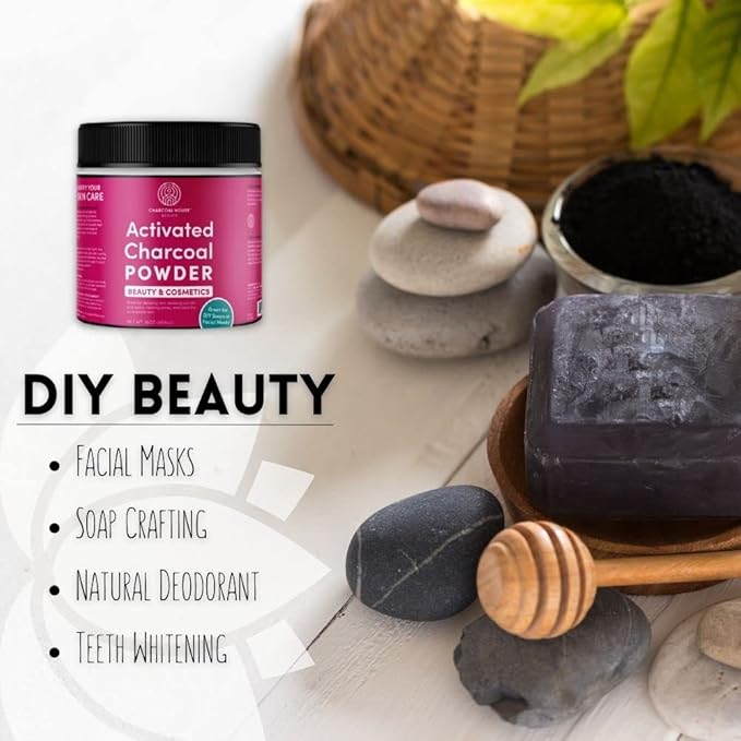 Charcoal House Activated Bamboo Charcoal Powder Food Grade - Beauty &amp Cosmetics - Use in Skin Care Body Scrub Facial Cleanser Soap Making Face Wash &amp Teeth- 11 oz