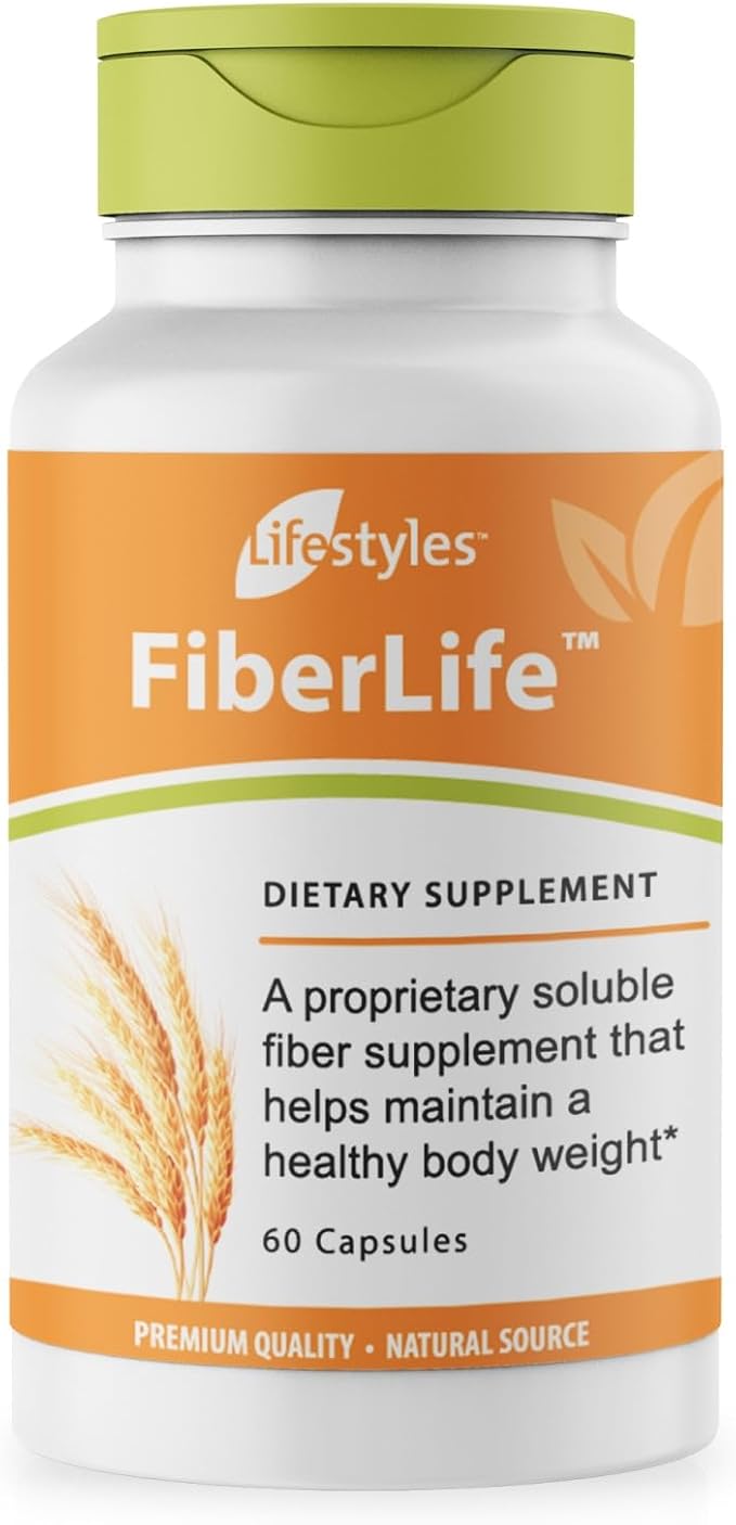 Lifestyles FiberLife Supplement – Soluble Fiber for Digestive Health &amp Cholesterol Support with Konjac Guar Gum Xanthan Gum and Cinnamon – Made in Canada – 60 Capsules (60 Capsules (Pack of 1))