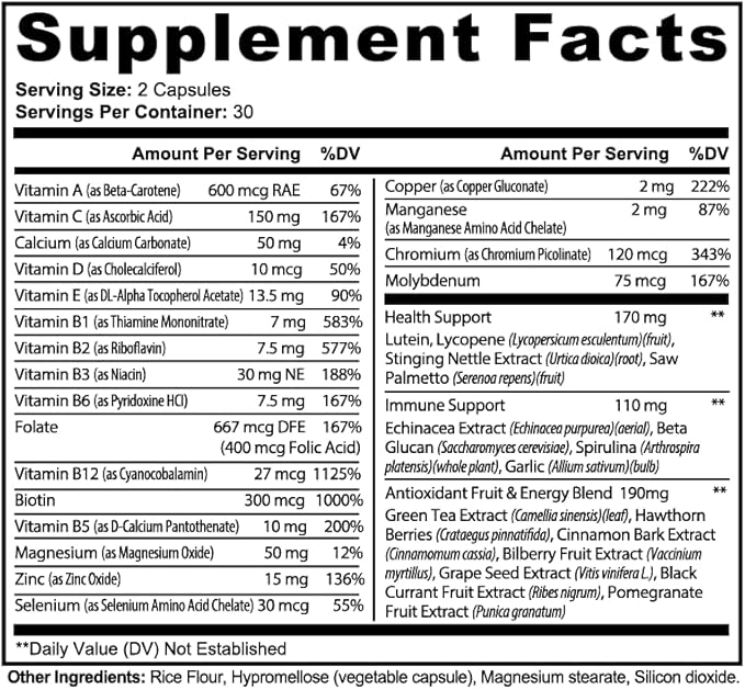 PoornaVita Complete Multivitamin for Men | Prostate &amp Immune Support | 60 Capsules
