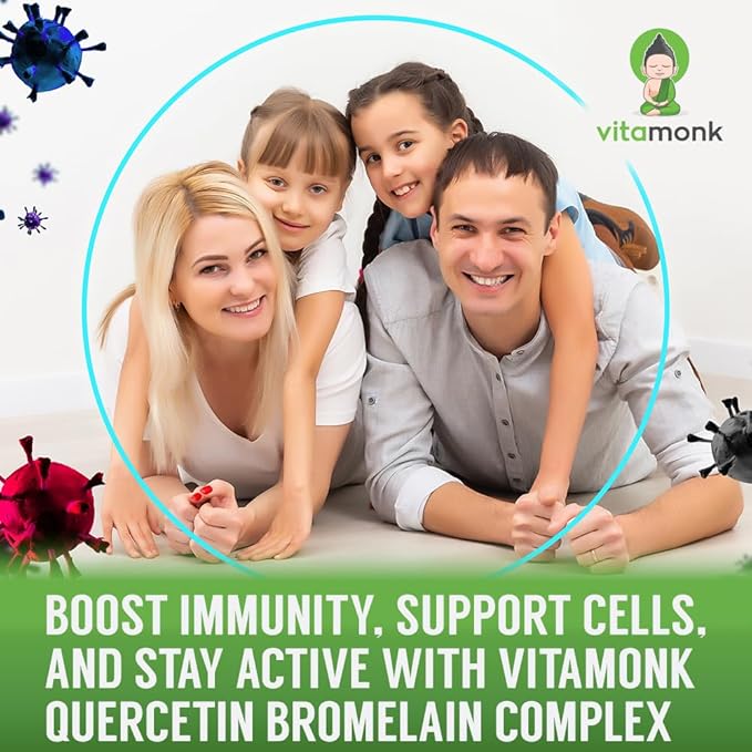 VitaMonk Quercetin Complex - 3 Bioactive Forms - Isoquercetin and Quercetin Phytosome with Bromelain - Immune System Support for Superior Absorption