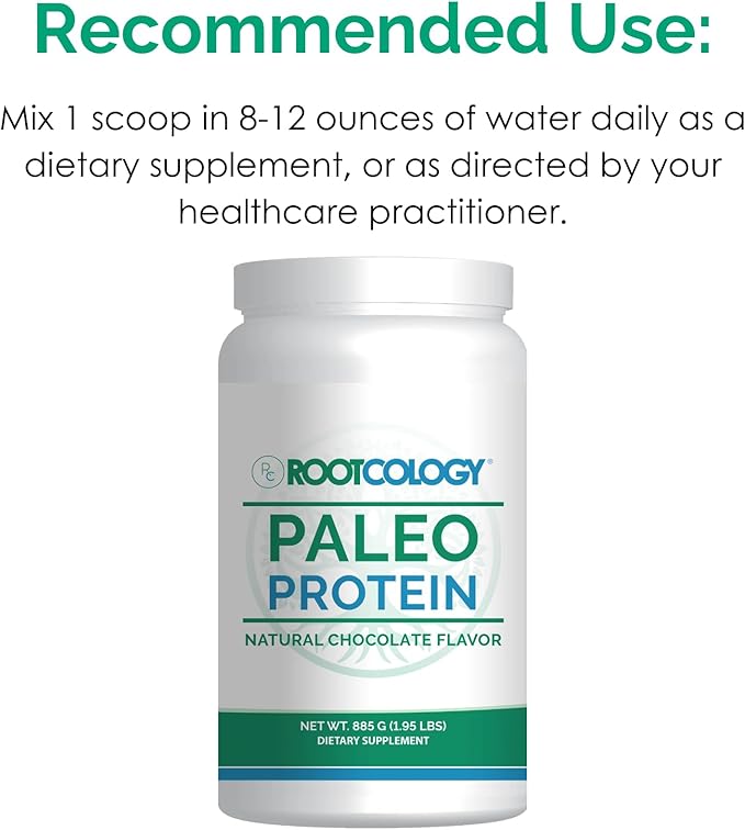Rootcology by Dr. Izabella Wentz | Paleo Protein | Hydrolyzed Beef Protein Powder 21g Protein per Serving with MCT &amp Stevia | Dairy-Free and Soy-Free | Natural Chocolate Flavor | 885g / 30 Serving