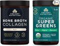 Ancient Nutrition Bone Broth Protein Powder Pure 20 Servings + Organic Supergreens Powder Greens Flavor 25 Servings