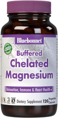 Bluebonnet Nutrition Albion Buffered Chelated Magnesium 200 mg Magnesium Oxide Stress Relief Vegan Non GMO Gluten Free Soy Free Milk Free Kosher 120 Vegetable Capsules 2 Month Supply