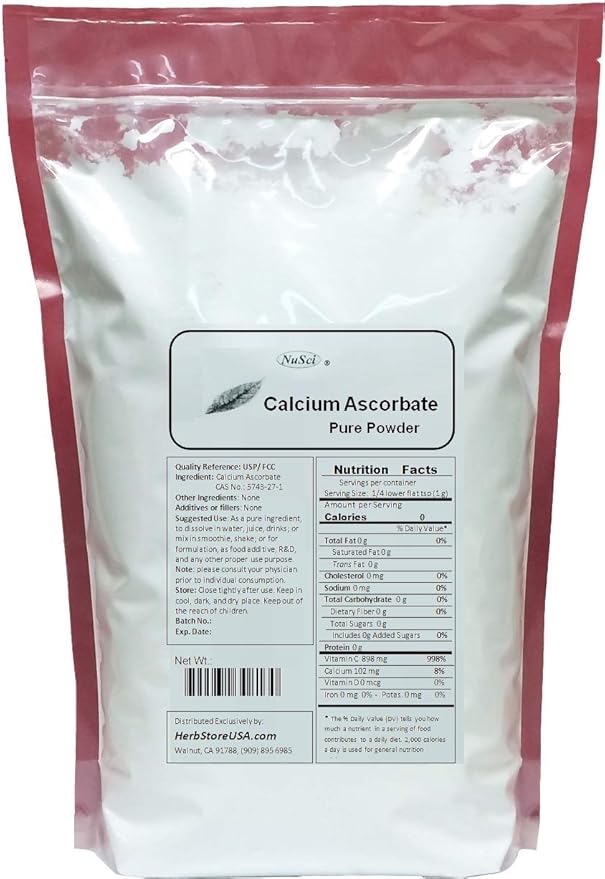Calcium Ascorbate Pure Powder Buffered Vitamin C (250 Grams (8.8 oz))