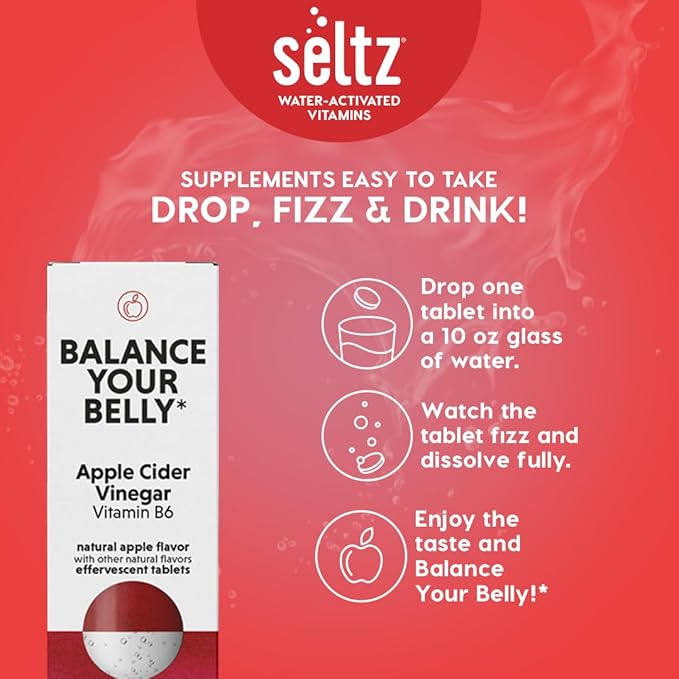 Seltz® Balance &amp Bloom Pack – Beauty + Digestive Support Effervescent Vitamins (Enhance Hair Skin &amp Nails + Balance Your Belly) with Biotin Vitamin C Silica Apple Cider Vinegar &amp B6