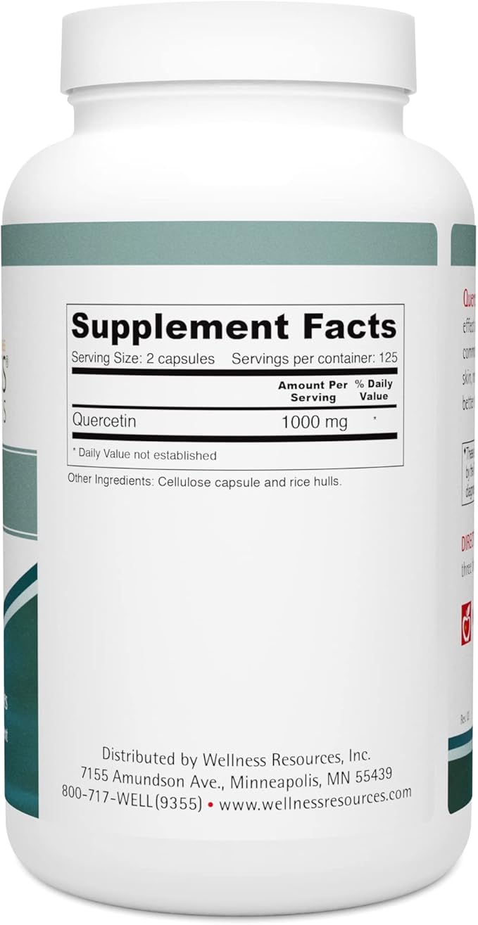 Wellness Resources Quercetin - Immune Sinus and Allergy Support 1000mg per Serving - (250 caps/125 Servings) Vegan Non-GMO