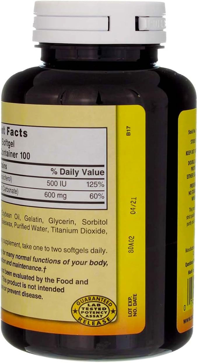 Nature's Blend Liquid Calcium 600mg with D-3 (100 Softgels) Lot of 2