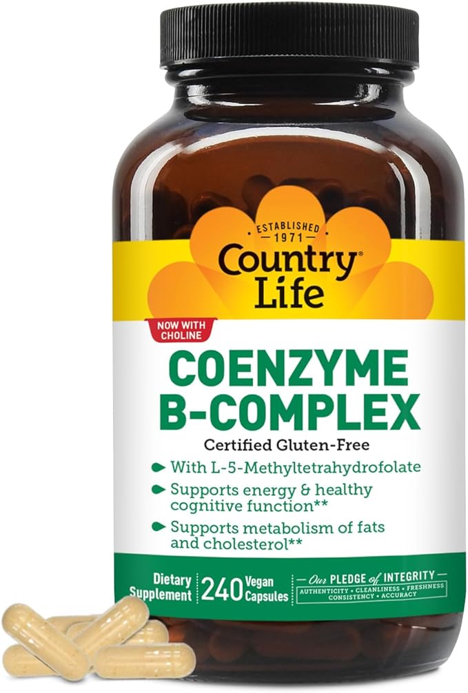 Country Life Coenzyme B-Complex Vitamin Support Energy and Metabolism Daily Supplement 240 ct