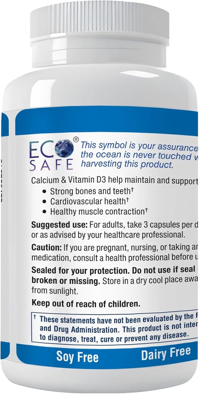 Coral Complex 3 Calcium Supplement Vitamin D3 &amp Magnesium – 900 mg Bioavailable Coral Calcium for Bone Strength Joint Support &amp pH Balance – Trace Minerals Non-GMO 300 Veg Capsules