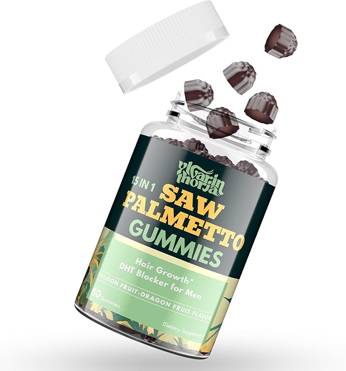 Saw Palmetto Gummies for Men – 600mg Extra Strength DHT Blocker with Biotin Pumpkin Seed – Supports Prostate Function Urinary Flow &amp Hair Regrowth Supplement 60 Passionfruit-Dragonfruit Gummies